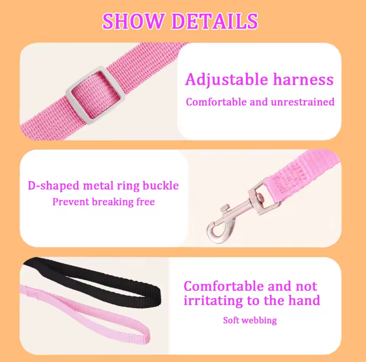 Pink Crystal Lace Luxury Dog Harness & Leash Set – Breathable Mesh Designer Pet Outfit