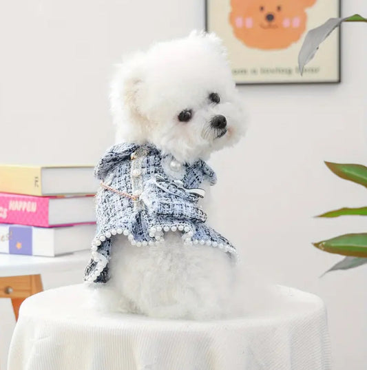 The Pearl Luxe Tweed Dog Dress – Timeless Elegance for Chic Pups