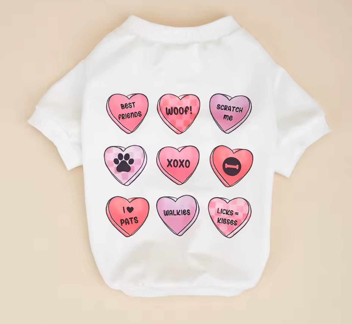 valentine hearts dog tee cute love print pet shirt doggy haute couture
