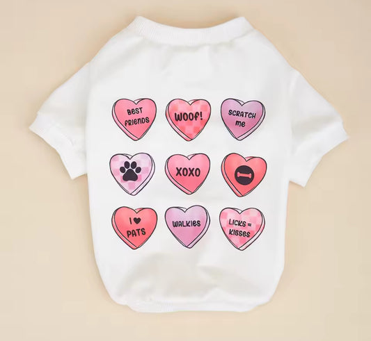 valentine hearts dog tee cute love print pet shirt doggy haute couture

