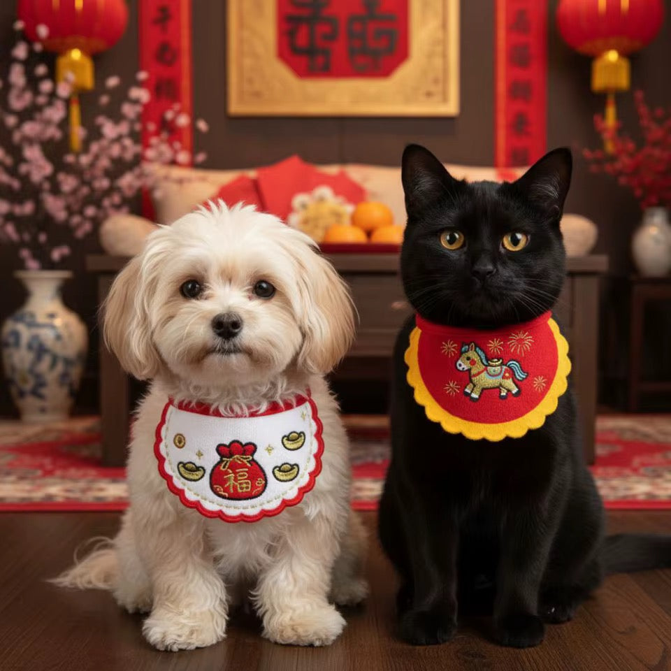 fortune blessing chinese new year pet bib dog cat lunar accessory doggy haute couture
