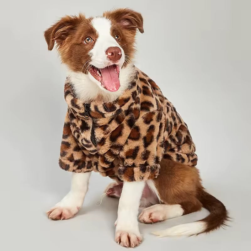 warm dog coat animal print
