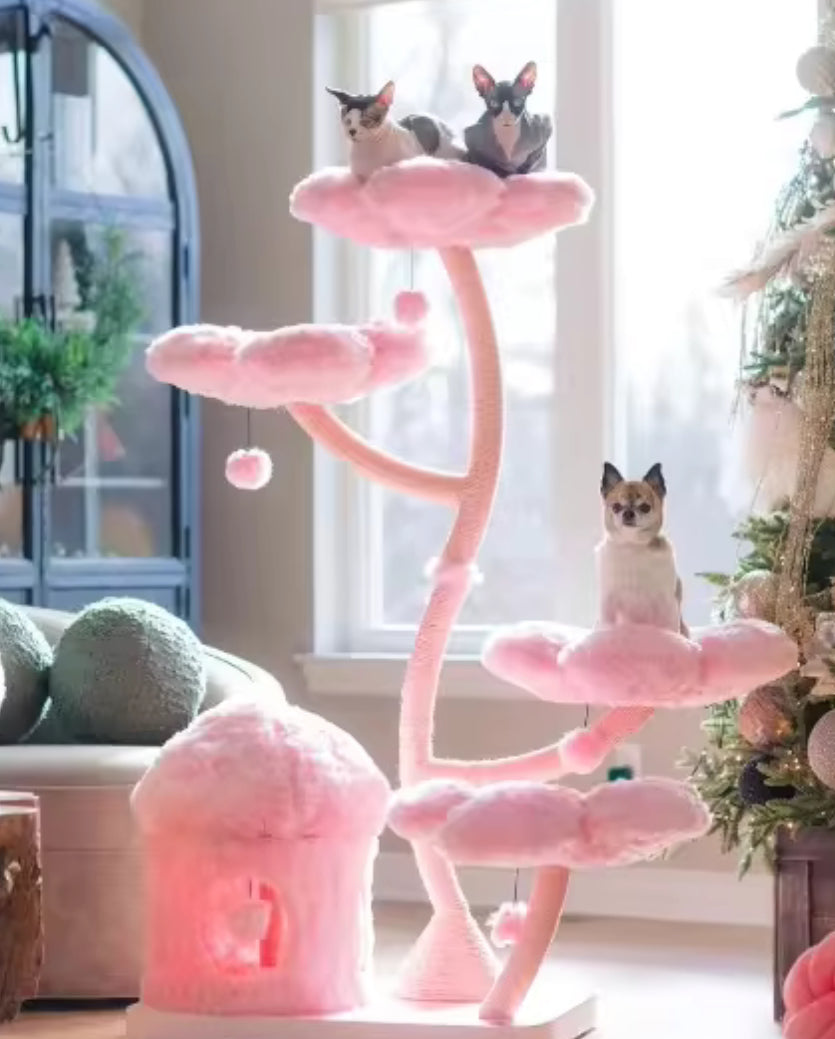 Cherry Blossom Cat Tower