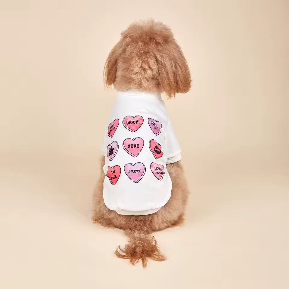 valentine hearts dog tee cute love print pet shirt doggy haute couture
