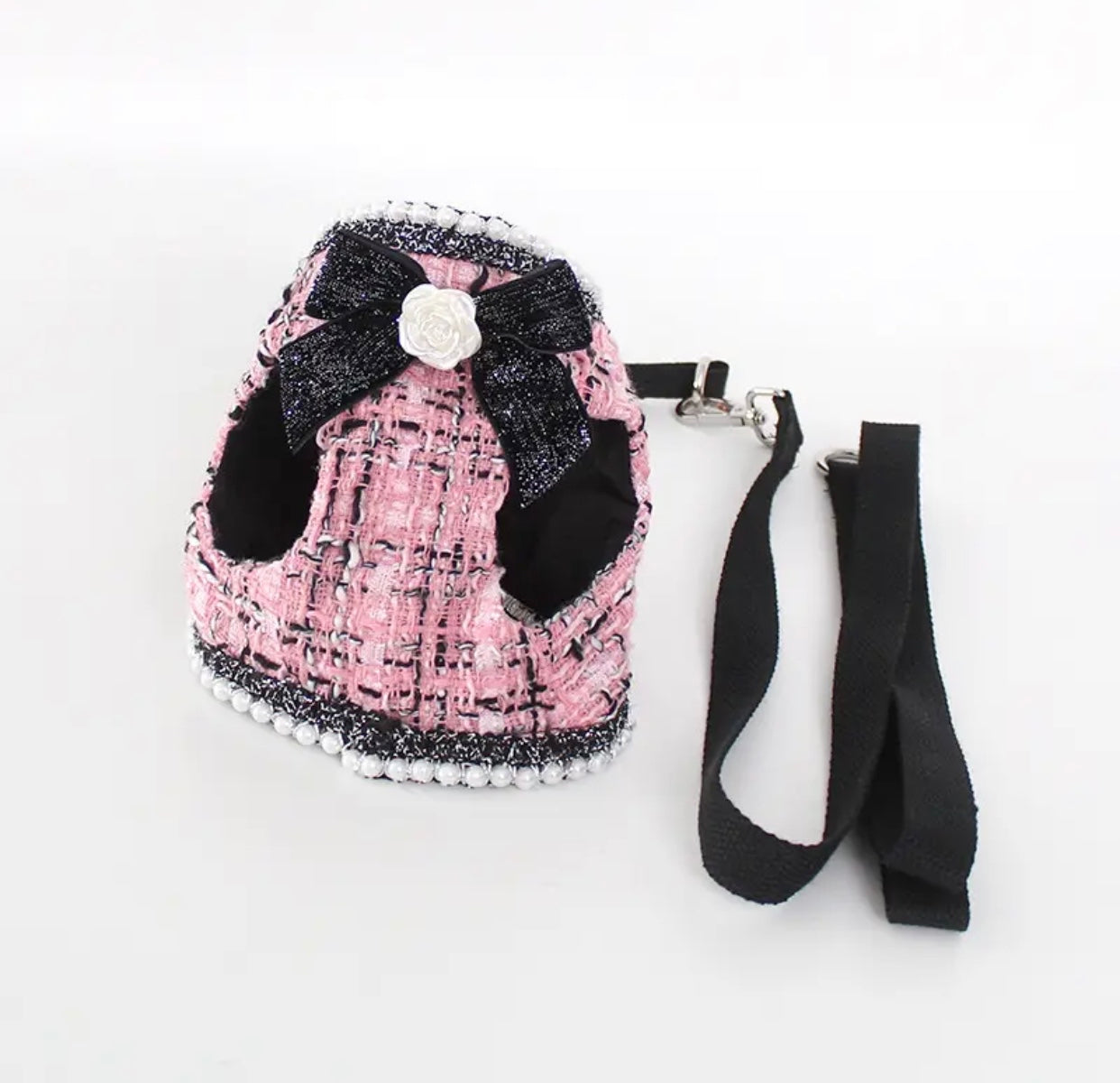 Aman Tweed Harness and Leash Set - Pink