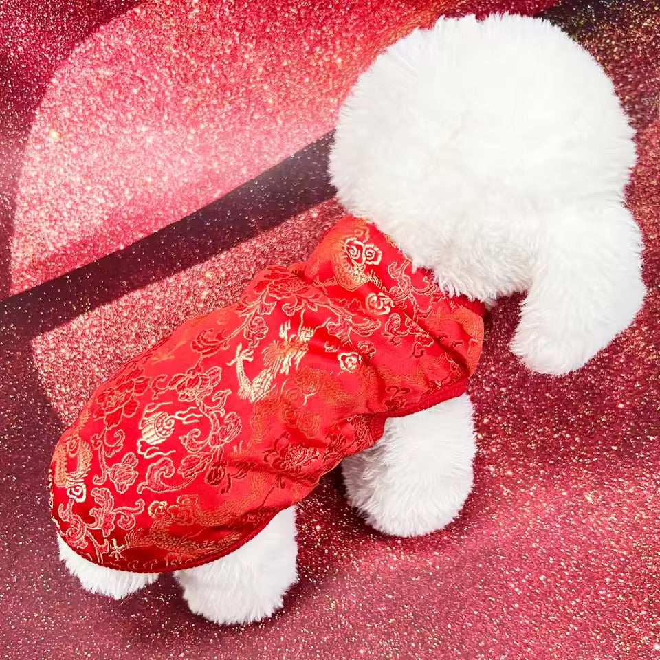 luxury dog clothing dog clothes chinese new year dog shirt festive lunar dog outfit dog apparel doggy haute couture
