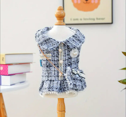 Pearl Luxe Tweed Dog Dress & Purse Set