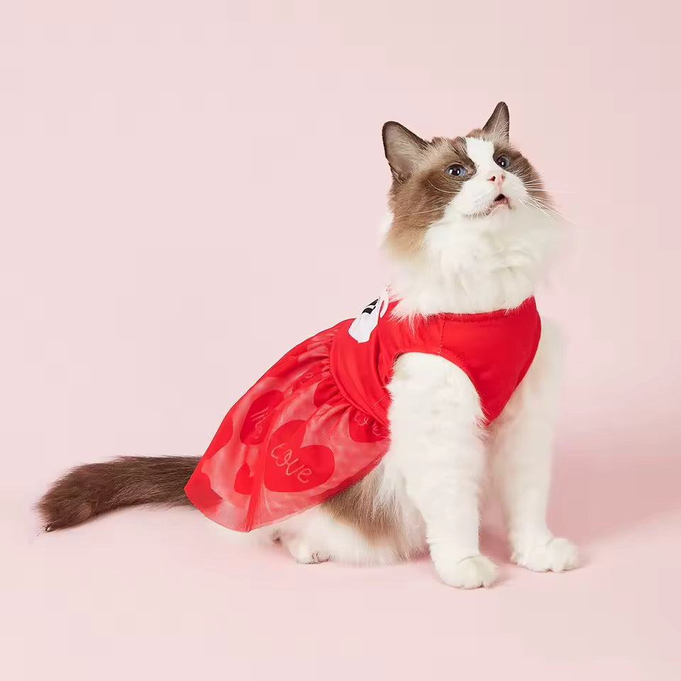 25 cent kisses valentine dog dress red heart puppy outfit doggy haute couture
