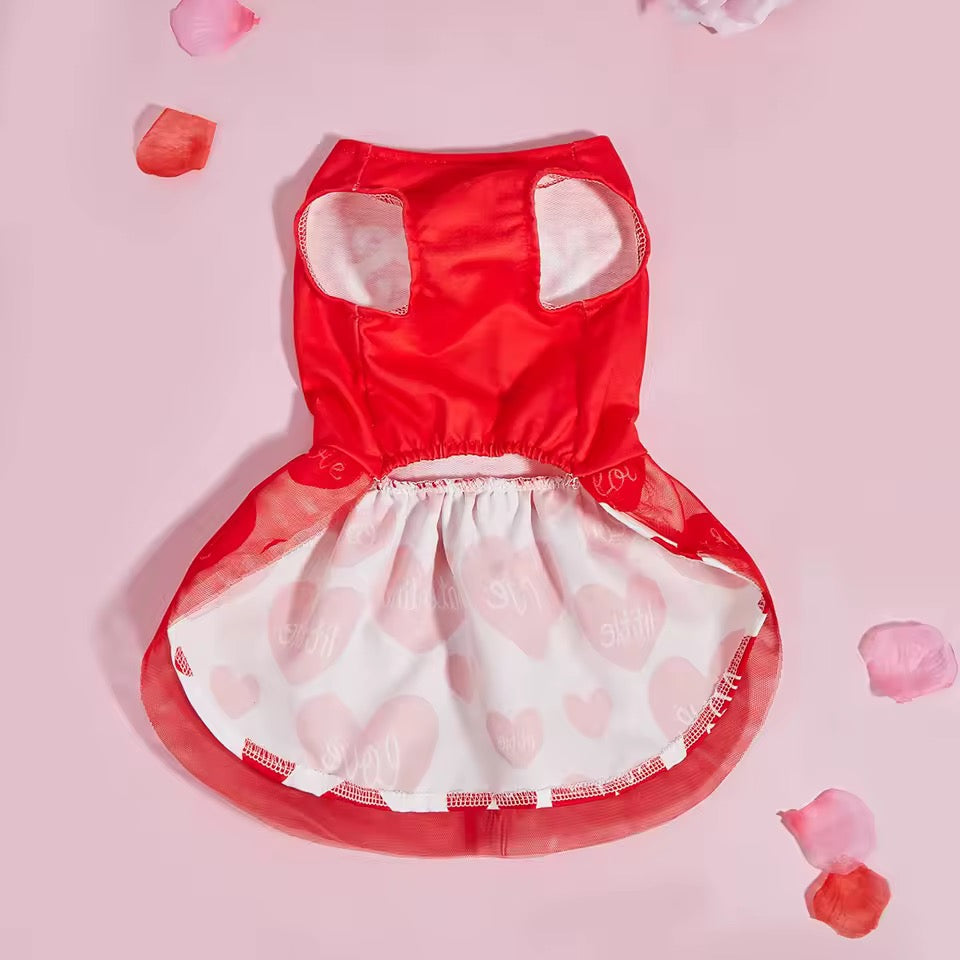 25 cent kisses valentine dog dress red heart puppy outfit doggy haute couture
